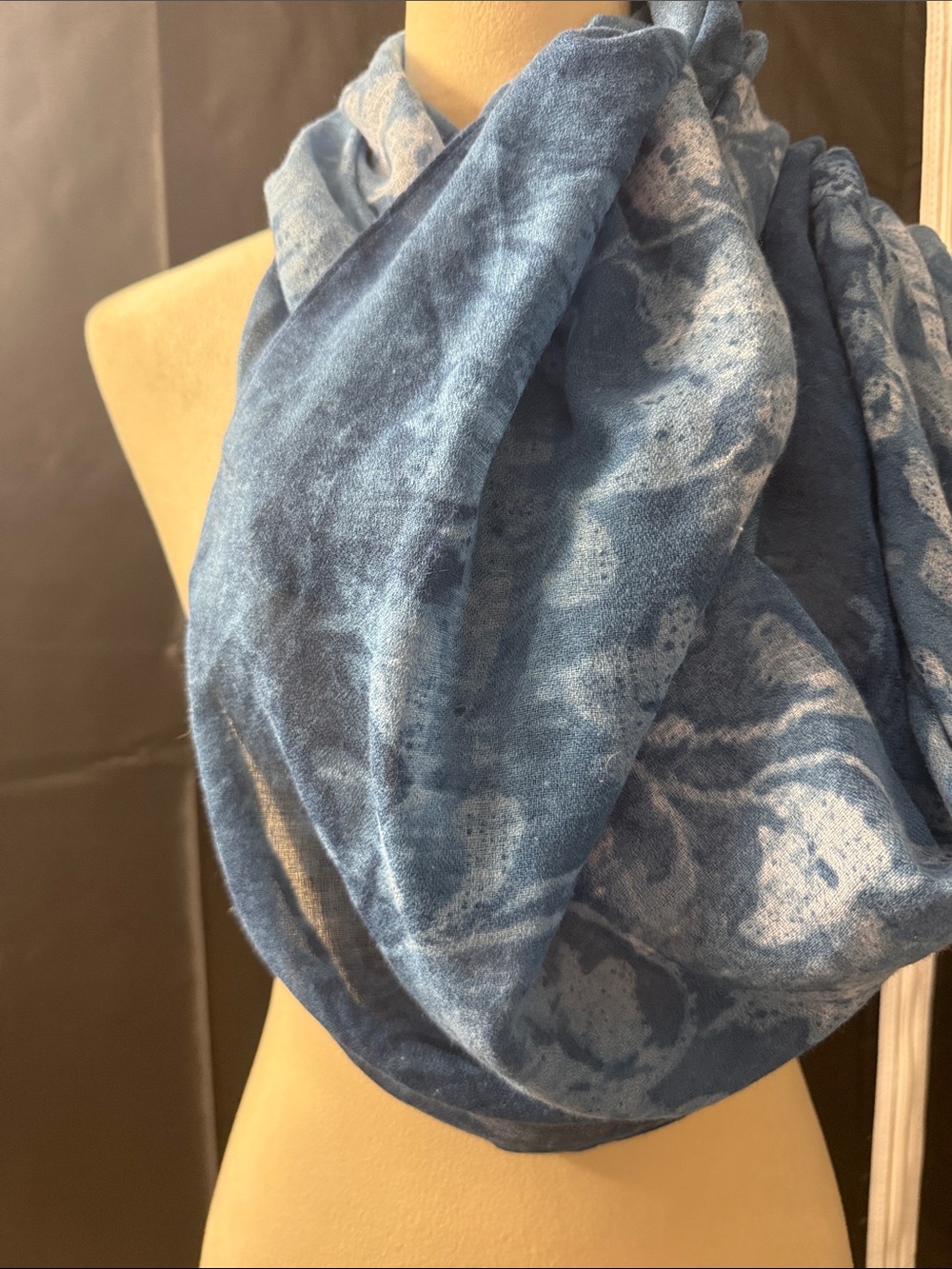 Chaps Blue Patterned Infinity Scarf - Picture 1 of 4